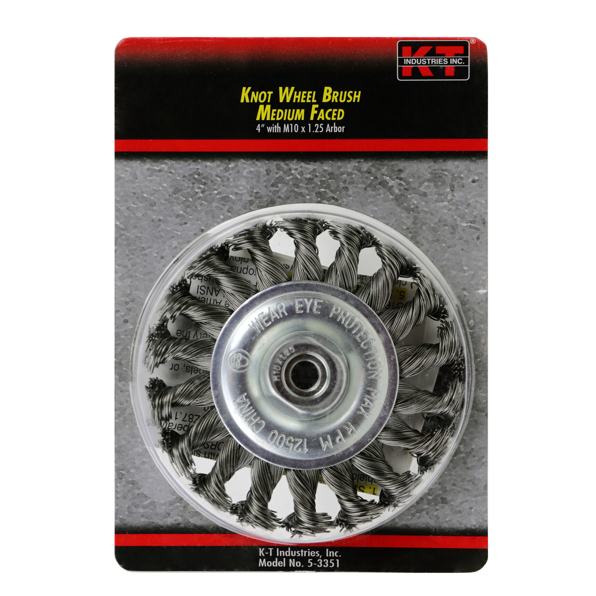 K-T Industries Knot Wheel Brush — 4in., Medium, M10 x 1.25 Arbor, 11,000 RPM, Model# 5-3351